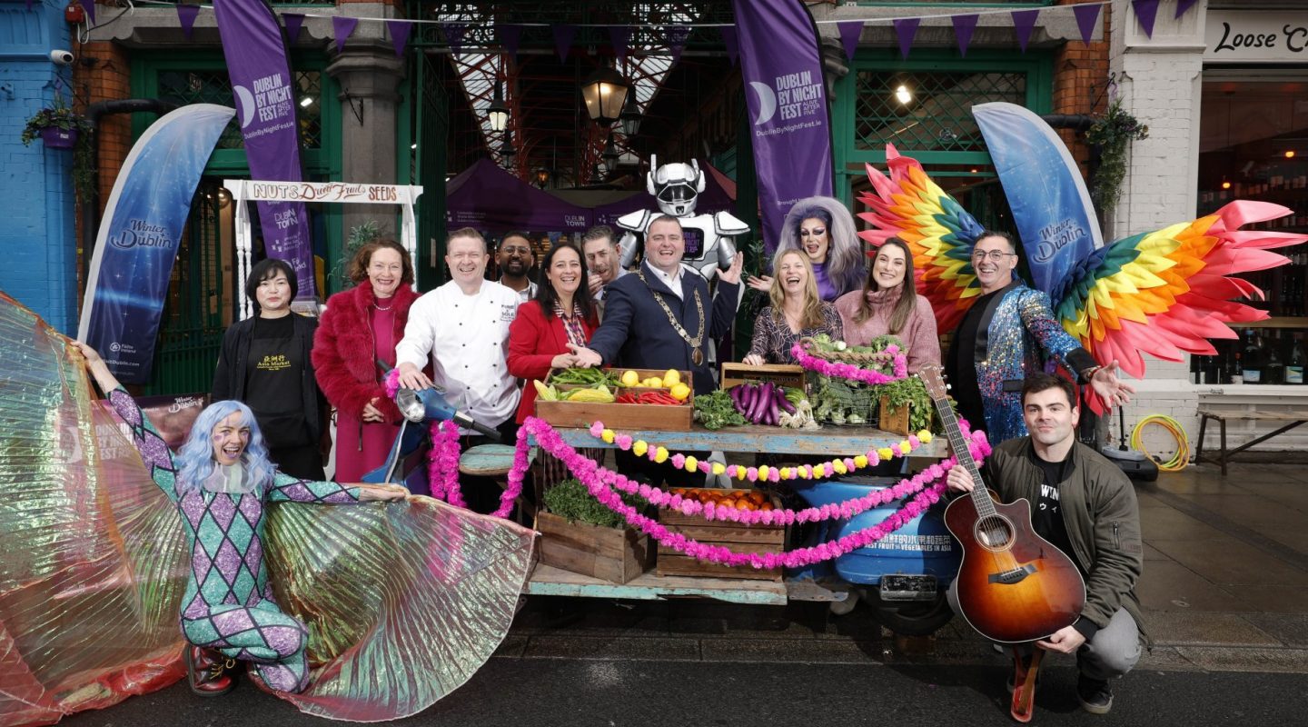 Group photo of business owners and organisers of the 2023 Dublin by Night Fest